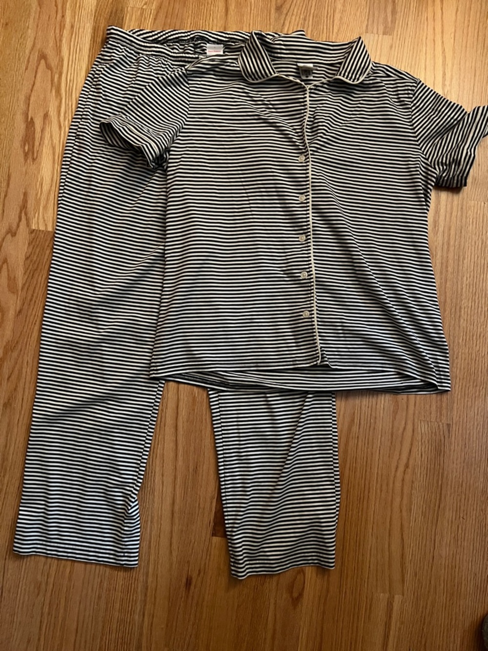 Hanna Andersson Sz M Pima Cotton Black/White Striped Pajamas